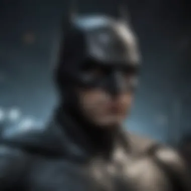 A close-up of the new Batman suit, highlighting its design elements.