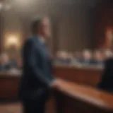 A pivotal courtroom scene showcasing intense dialogue and legal maneuvering