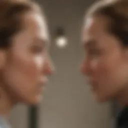 A dramatic scene showcasing the intense rivalry between the lead characters