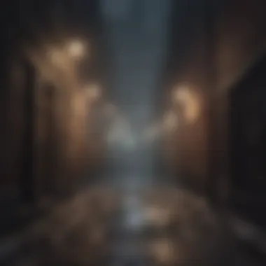 Eerie fog surrounding a dimly lit alleyway