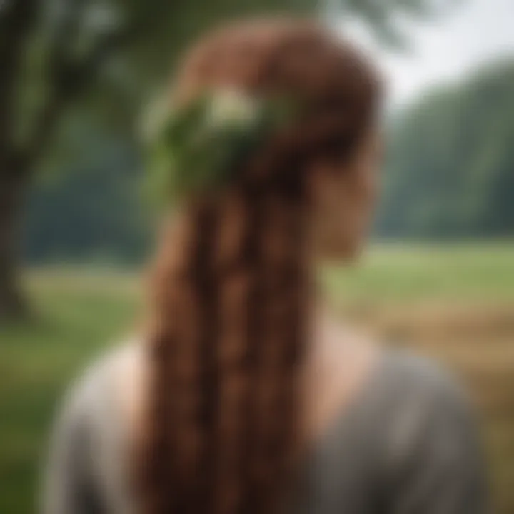 Intricately braided hair adorned with Celtic knots and flowers