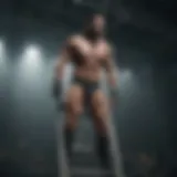 Athletic Wrestler Climbing Ladder