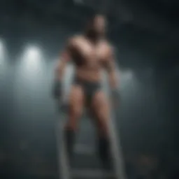 Athletic Wrestler Climbing Ladder