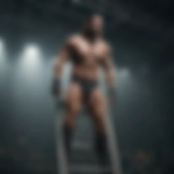 Athletic Wrestler Climbing Ladder