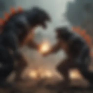 Scene showcasing the epic battle between Godzilla and Kong