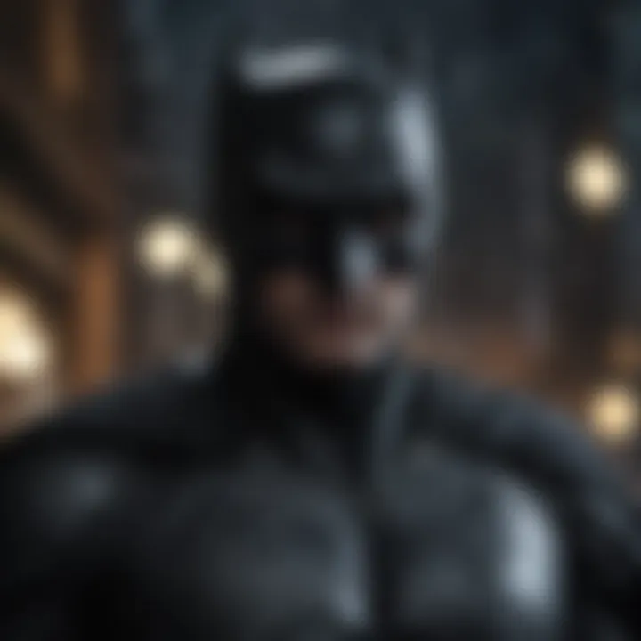 Dynamic portrayal of Batman in midnight vigil