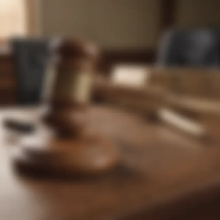 A close-up of a gavel symbolizing justice in the courtroom.