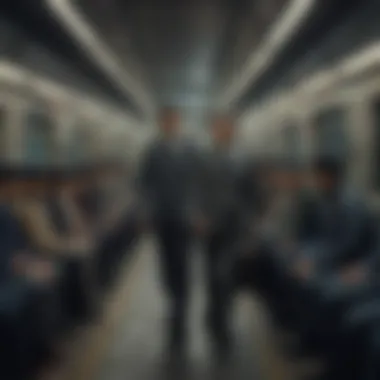 Tense Moment in the Narrow Train Corridor Tense moment in the narrow train corridor