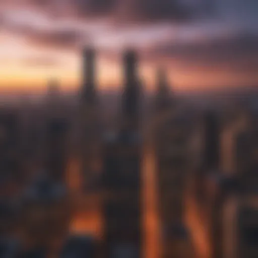 Chicago skyline at sunset