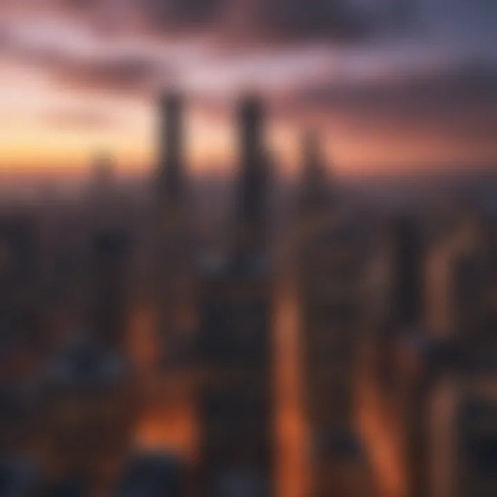 Chicago skyline at sunset