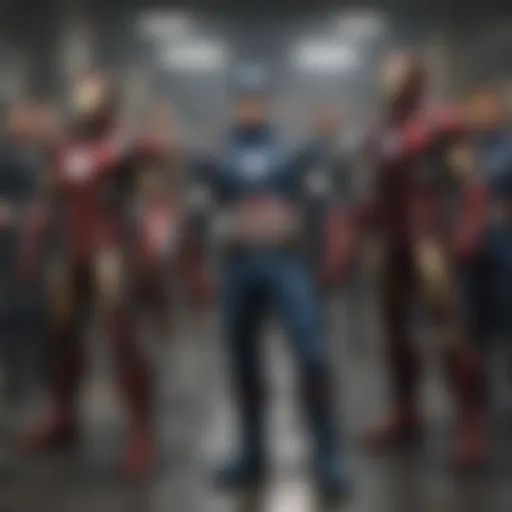 The Avengers team assembling in a coordinated stance