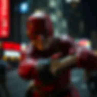 A dramatic scene showcasing Daredevil in action