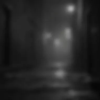 Night's Embrace: Haunting Shadows of the Undead Dark alleyway with eerie fog and subtle traces of vampire presence
