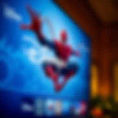 A close-up of a television screen displaying the Disney Plus interface.