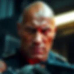 Dwayne Johnson in a pivotal scene from Doom, showcasing his character's intensity.
