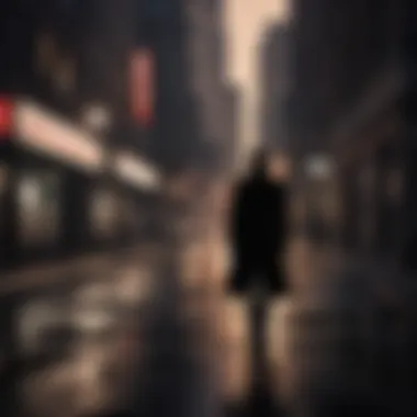 Urban Vampirism: Mysterious Shadows in the City Enigmatic vampire silhouette against a modern cityscape