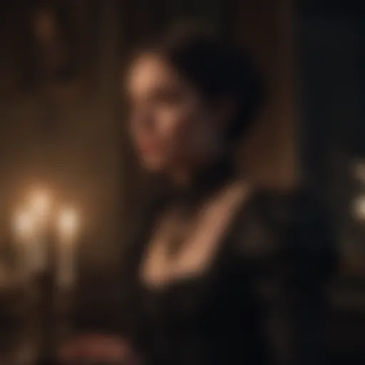 Enigmatic Victorian lady illuminated by candlelight