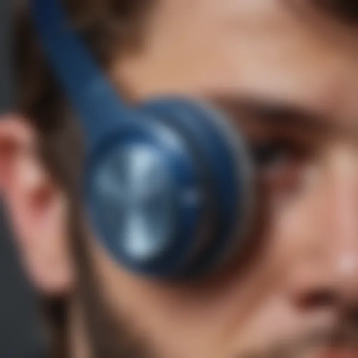 Close-up of Bluetooth chip technology in headphones