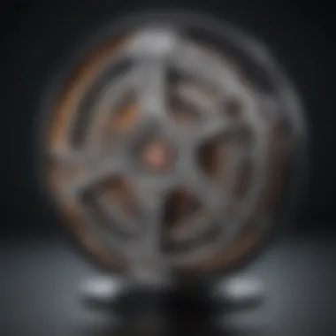 Intricate design of a film reel intertwining with a streaming symbol