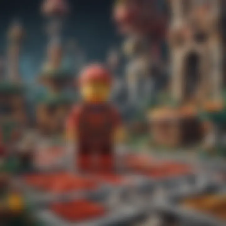 Close-up of intricate Lego pieces representing Mario's world