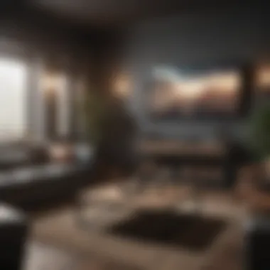A cozy living room setup ideal for watching wrestling events.