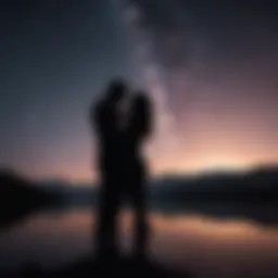 Silhouette of a couple under a starry night sky