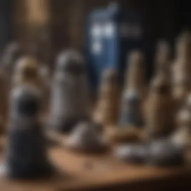 Diverse Collectible Accessories from Doctor Who An array of Doctor Who collectible accessories displayed elegantly