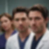 A dramatic scene between characters in Grey's Anatomy