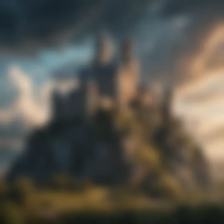 An ancient castle set against a dramatic sky, evoking a sense of mystery and adventure.