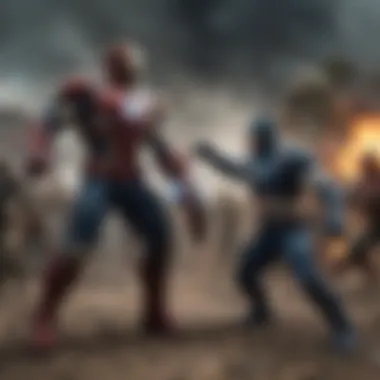 Legendary Avengers Showdown Avengers in iconic battle scene