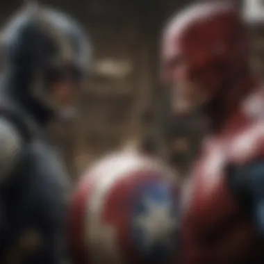 Confrontation of Good and Evil Villains facing off with heroes