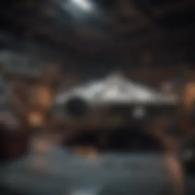 A vintage Millennium Falcon set displayed alongside various collectibles