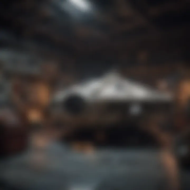 A vintage Millennium Falcon set displayed alongside various collectibles