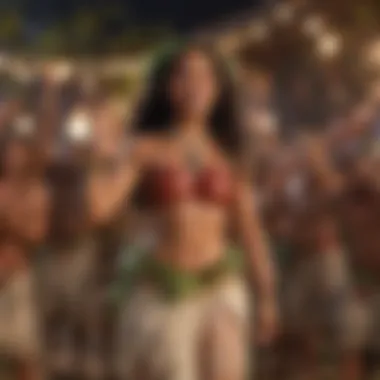 Moana celebrating with her community