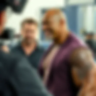 Behind the Scenes: A Dynamic Partnership Ryan Reynolds and Dwayne Johnson sharing a moment on set.