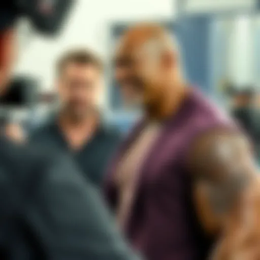 Behind the Scenes: A Dynamic Partnership Ryan Reynolds and Dwayne Johnson sharing a moment on set.