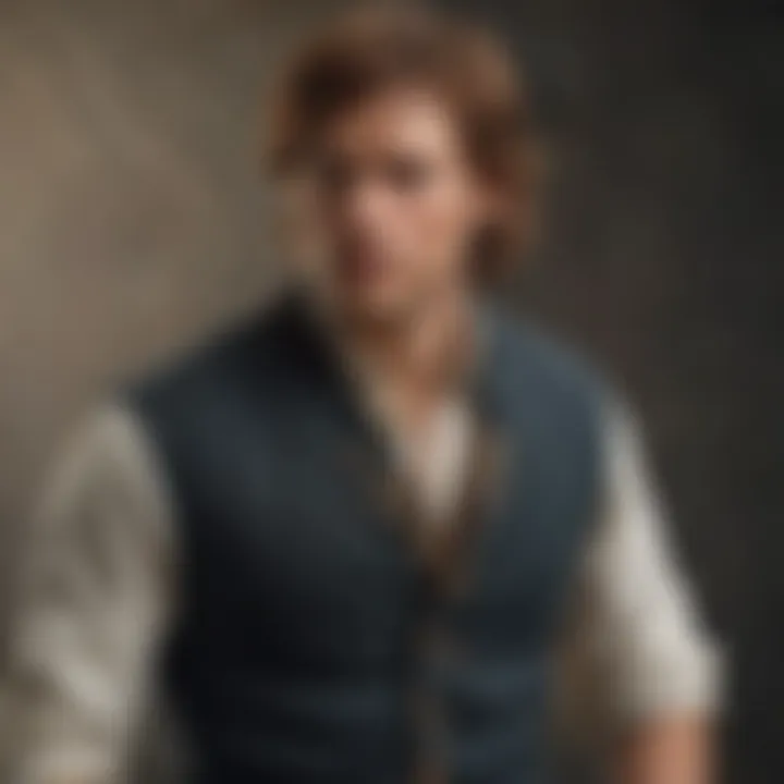 An artistic representation of the character Jamie Fraser in a dramatic pose