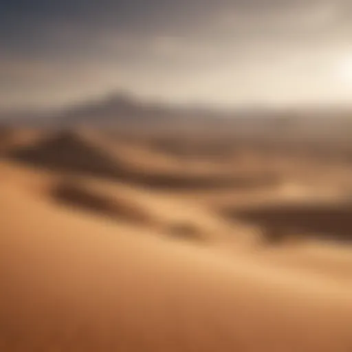 Concept art of the desert planet Arrakis with towering sand dunes