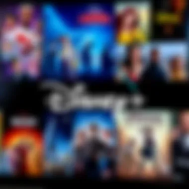 A collage showcasing popular Disney Plus titles including animated classics and recent blockbusters