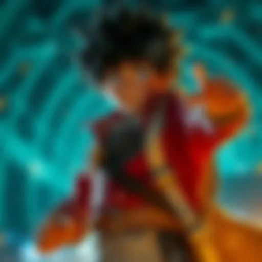 Izuku Midoriya: The Path to Heroism A dynamic scene showcasing the protagonist Izuku Midoriya in his journey to becoming a hero.