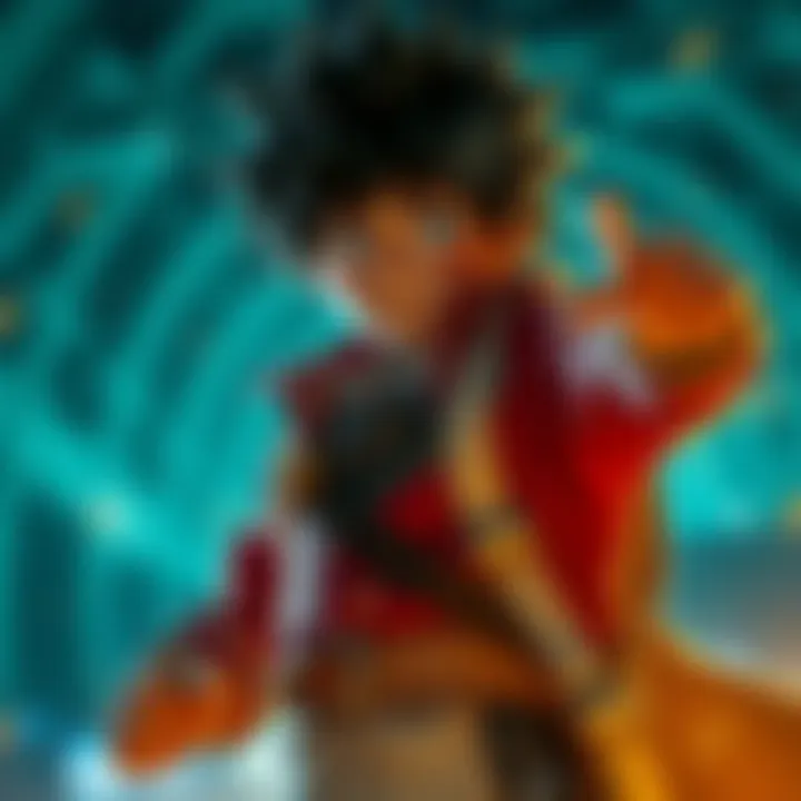 Izuku Midoriya: The Path to Heroism A dynamic scene showcasing the protagonist Izuku Midoriya in his journey to becoming a hero.