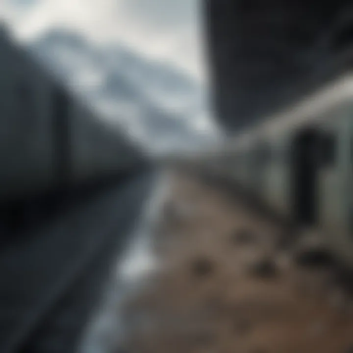 A panoramic shot of the barren world outside the train, emphasizing the desolation and dystopian setting.