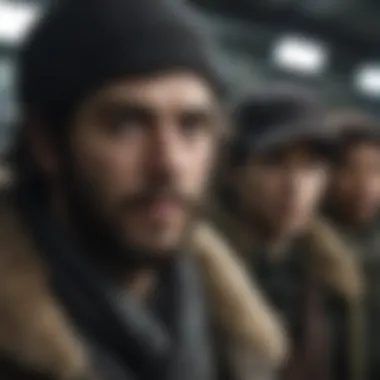 A close-up of key characters from Snowpiercer exhibiting their complex relationships and struggles within the train.