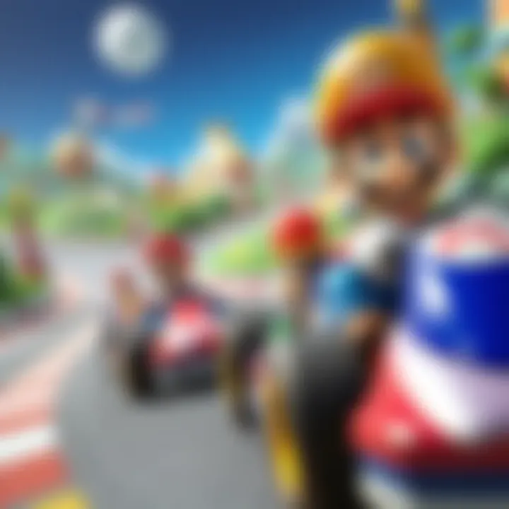 An intricate depiction of Mario Kart tracks showcasing vibrant environments.