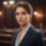 Elegant female lawyer in a courtroom scene