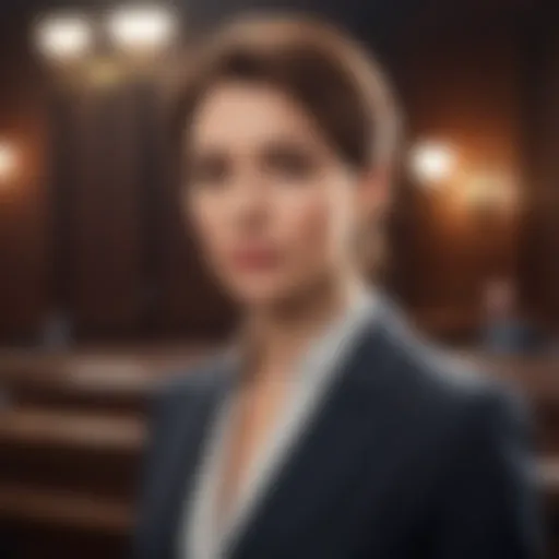 Elegant female lawyer in a courtroom scene