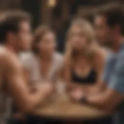 Cast members engaging in a heated discussion