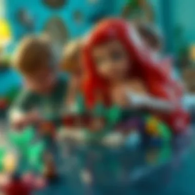 A scene depicting children playing with the Little Mermaid LEGO set