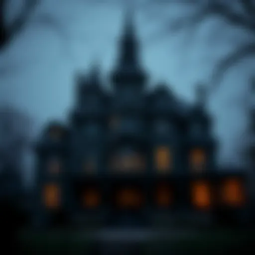 A hauntingly elegant depiction of the Addams Family mansion