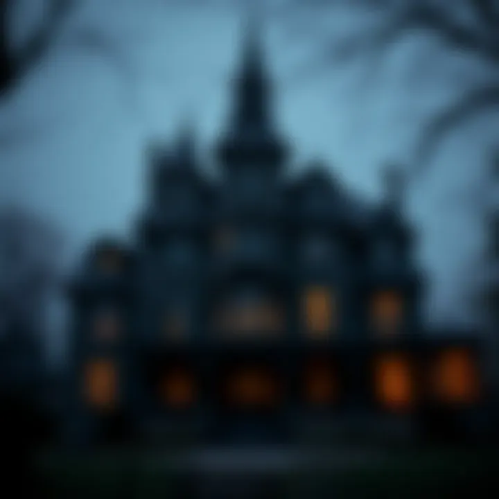 A hauntingly elegant depiction of the Addams Family mansion